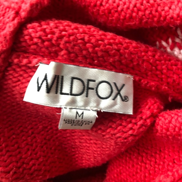WILDFOX Couture Stars Palmetto Sweater Scarlet Red Oversize Distressed Women's M - Picture 2 of 4